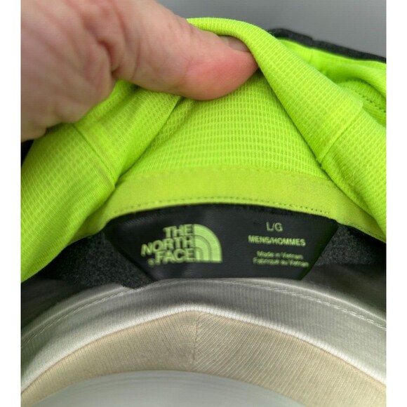 THE NORTH FACE Half Dome Logo Pullover Hoodie Sweatshirt~Gray+Neon Green~Mens L - Picture 8 of 10